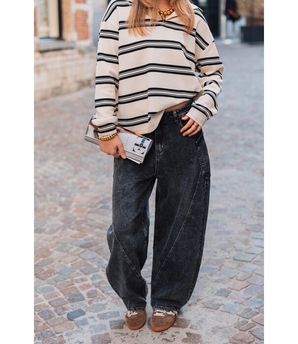 La Rebelle Trui gestreept polo beige | Elske