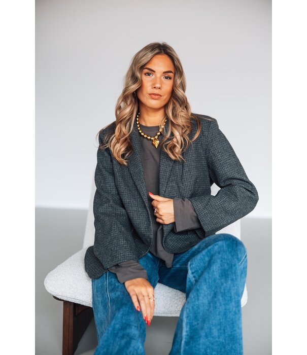 La Rebelle Blazer geruit grijs | Lorijn