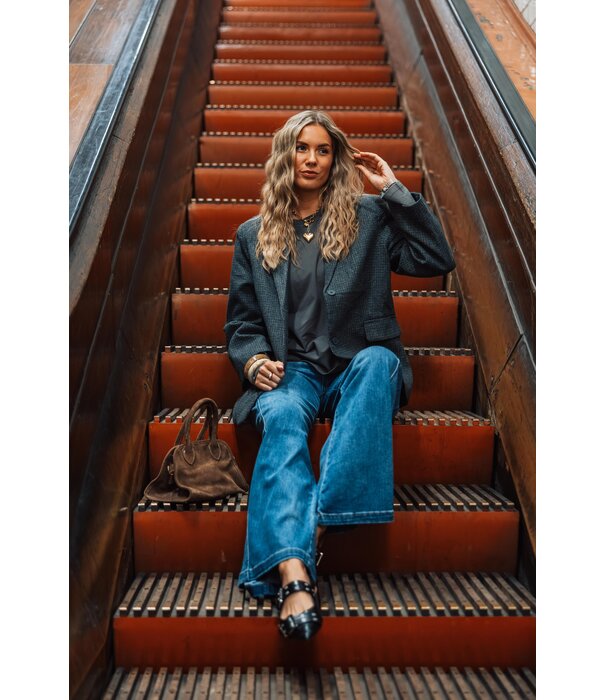 La Rebelle Blazer geruit grijs | Lorijn