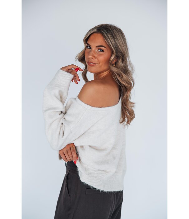 La Rebelle Trui off shoulder off white | Marlie