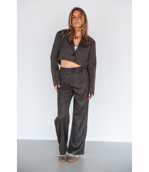 La Rebelle Pantalon gestreept bruin | Romy