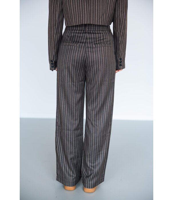 La Rebelle Pantalon gestreept bruin | Romy