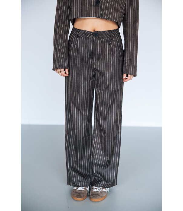 La Rebelle Pantalon gestreept bruin | Romy