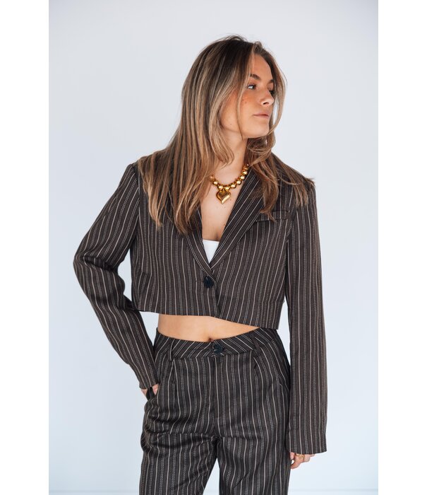 La Rebelle Blazer gestreept bruin | Romy