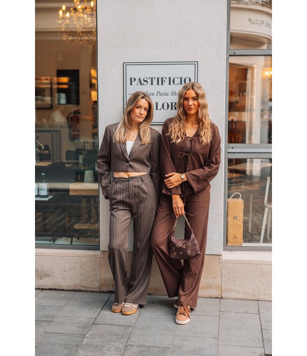 La Rebelle Blazer gestreept bruin | Romy