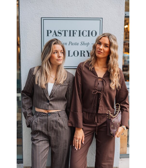 La Rebelle Blazer gestreept bruin | Romy