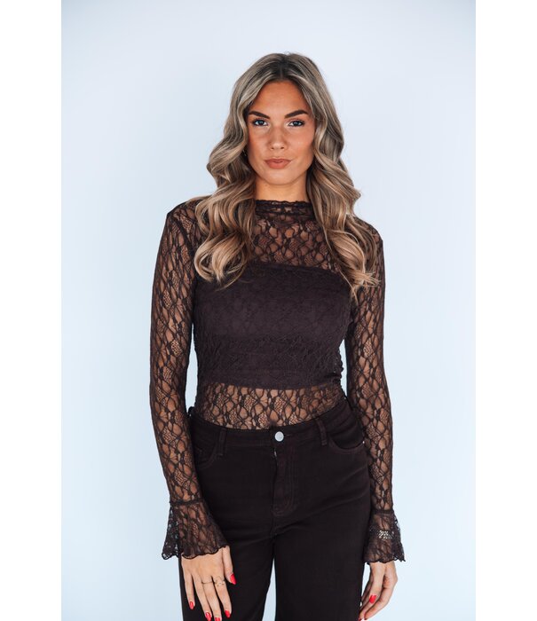 La Rebelle Top lace bruin | Floor