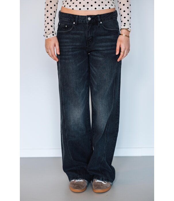 Gina Tricot Gina Tricot low wide front seam jeans | black