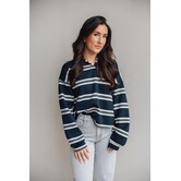 Trui gestreept polo blauw | Camila