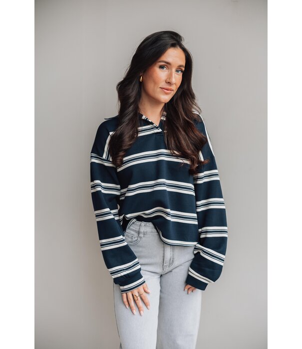 La Rebelle Trui gestreept polo blauw | Camila