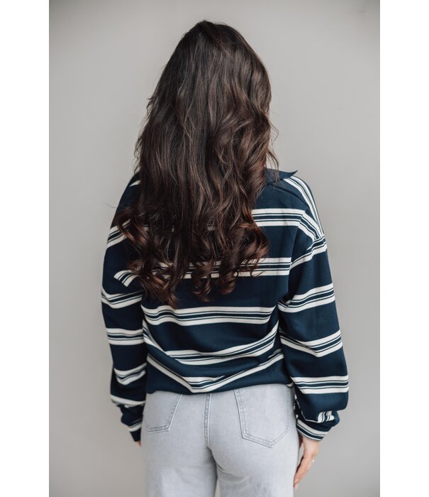 La Rebelle Trui gestreept polo blauw | Camila