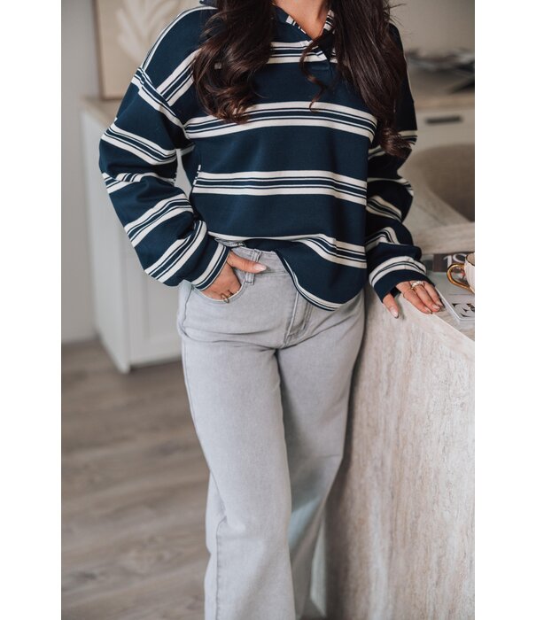 La Rebelle Trui gestreept polo blauw | Camila