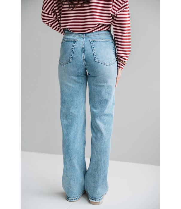 La Rebelle Jeans straight leg blauw studs | Dena