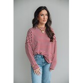 Top gestreept bordeaux/rood | Kathy