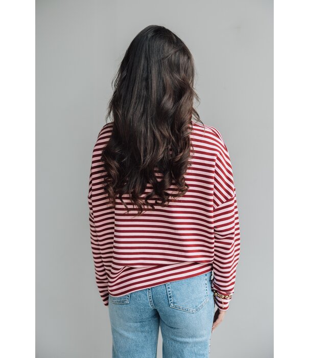 La Rebelle Top gestreept bordeaux/rood | Kathy