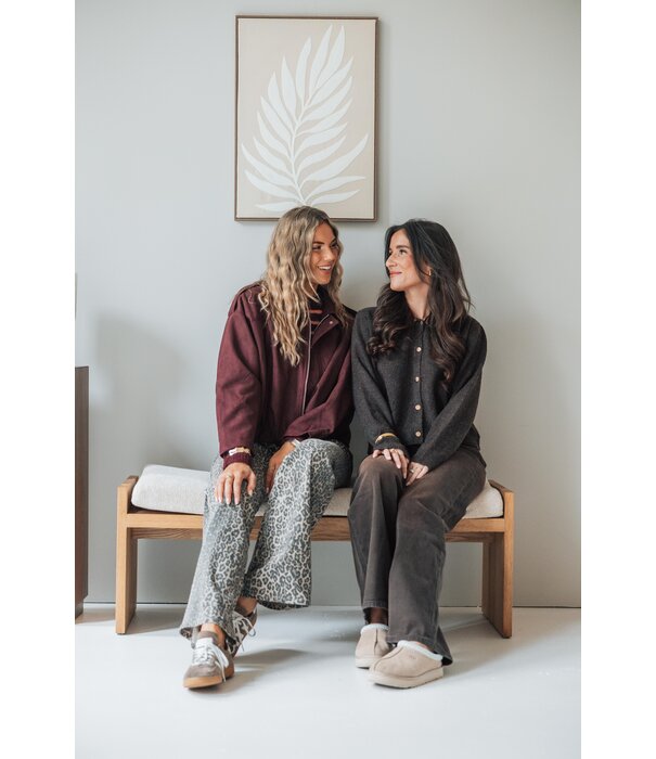 La Rebelle Trui gestreept bordeaux/roze | Britt