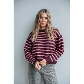 Trui gestreept bordeaux/roze | Britt