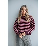 Trui gestreept bordeaux/roze | Britt