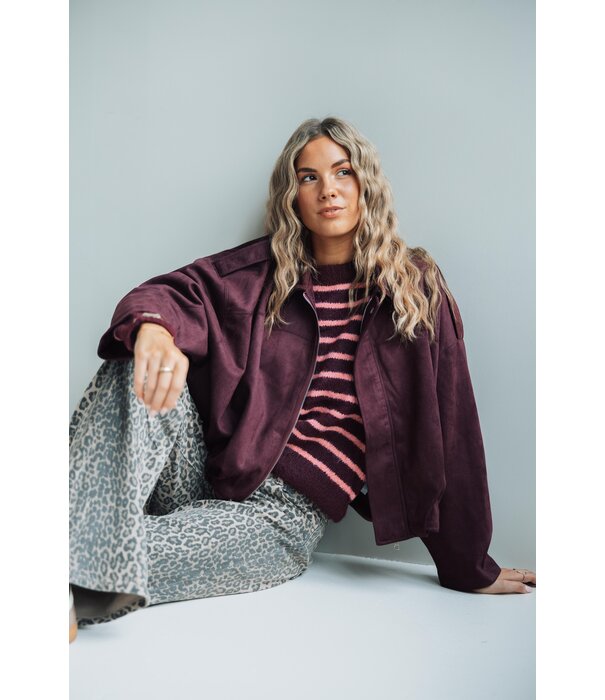 La Rebelle Trui gestreept bordeaux/roze | Britt