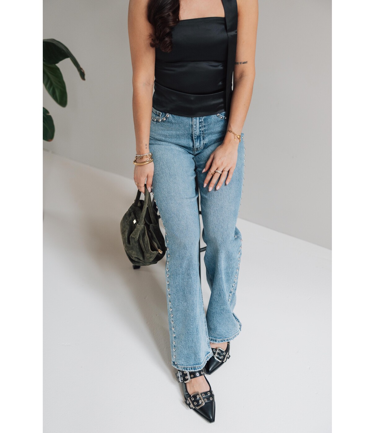 Gina Tricot Gina Tricot satin scarf top | black