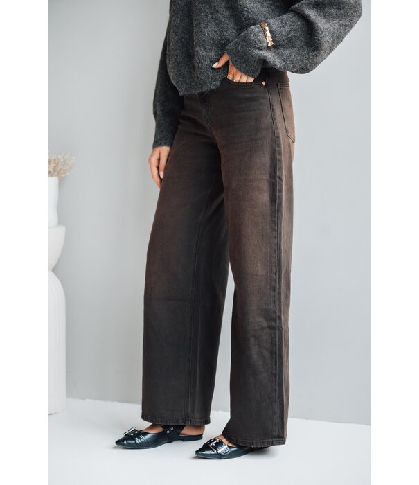 La Rebelle Jeans wide leg bruin | Guusje