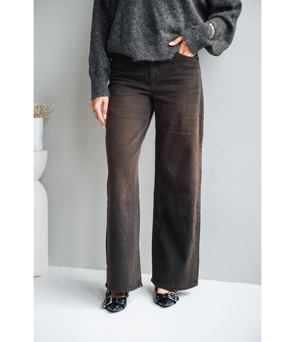 La Rebelle Jeans wide leg bruin | Guusje