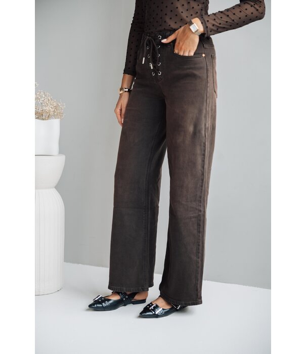 La Rebelle Jeans wide leg bruin | Amber
