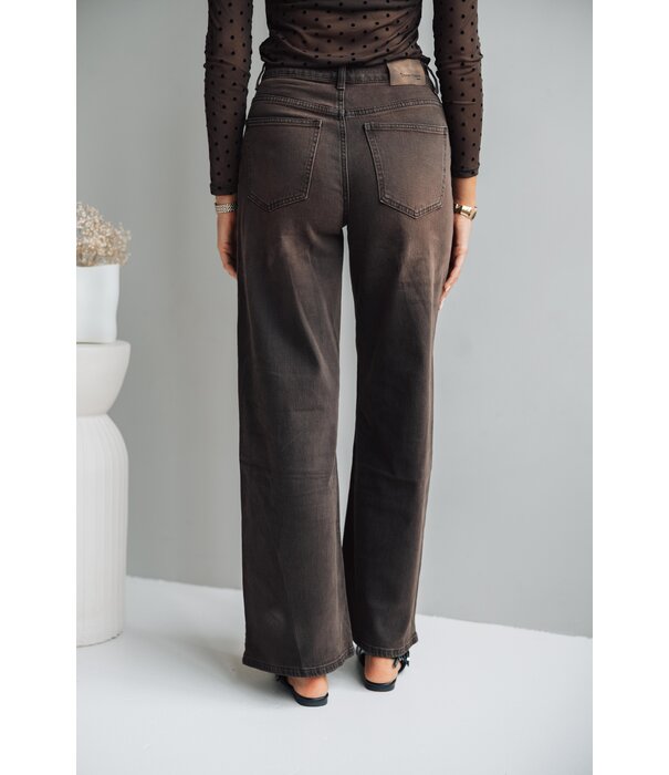 La Rebelle Jeans wide leg bruin | Amber