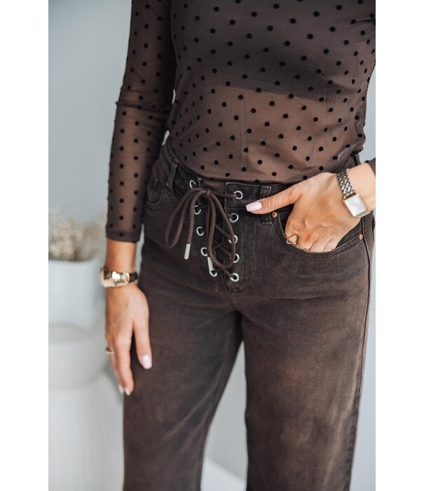 La Rebelle Jeans wide leg bruin | Amber
