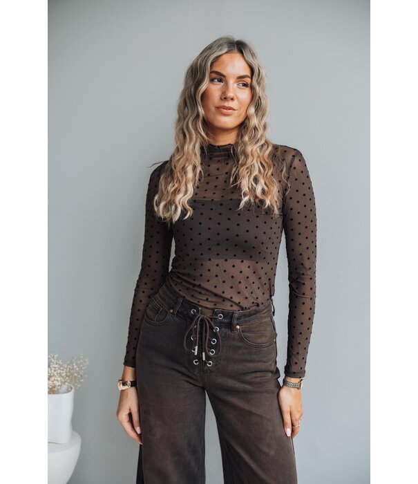 La Rebelle Top mesh polkadot | bruin