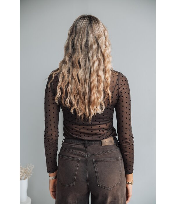 La Rebelle Top mesh polkadot | bruin