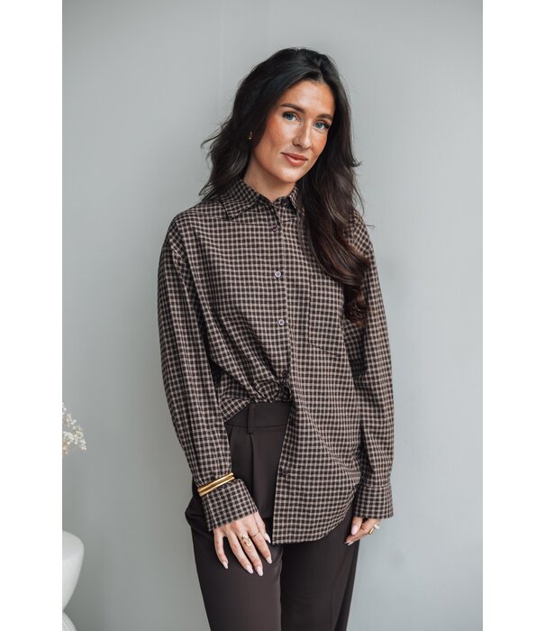 La Rebelle Blouse geruit bruin | Naomi