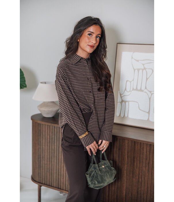 La Rebelle Blouse geruit bruin | Naomi