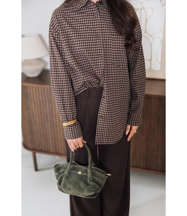 La Rebelle Blouse geruit bruin | Naomi