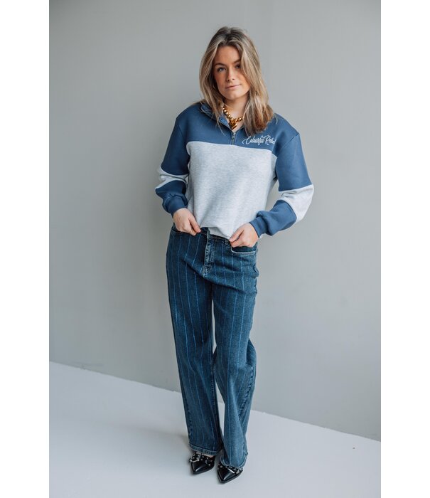 Colourful Rebel Colourful Rebel colourblock zip sweat | deep cobalt