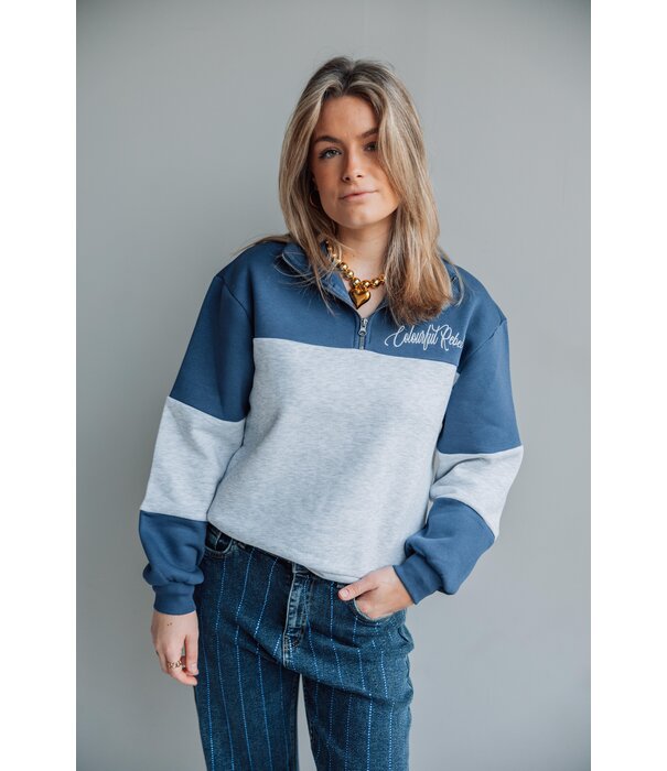 Colourful Rebel Colourful Rebel colourblock zip sweat | deep cobalt