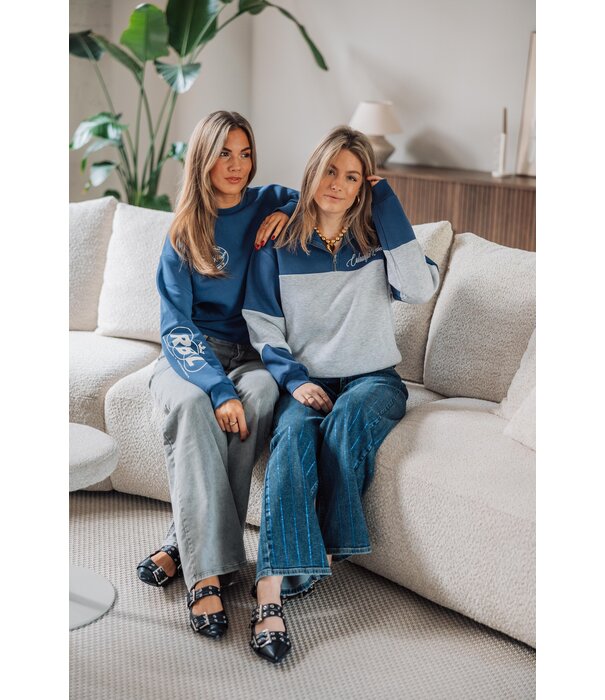 Colourful Rebel Colourful Rebel colourblock zip sweat | deep cobalt