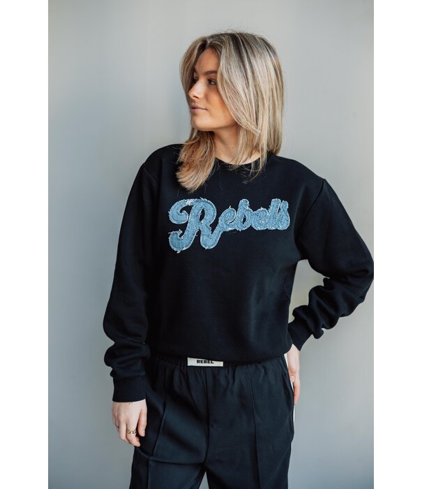 Colourful Rebel Colourful Rebel denim patch sweat | black