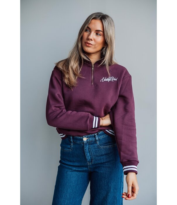 Colourful Rebel Colourful Rebel striped cuff zip sweat | merlot red