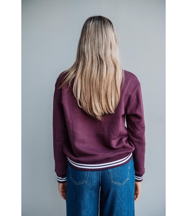 Colourful Rebel Colourful Rebel striped cuff zip sweat | merlot red