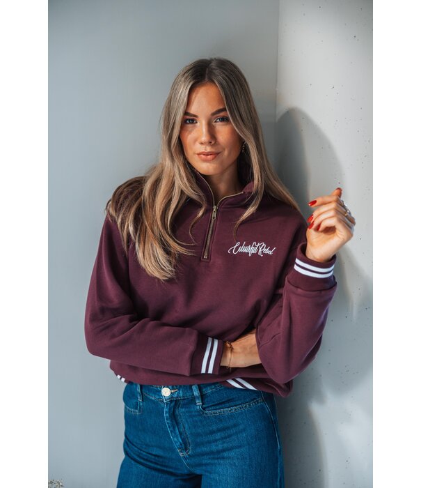 Colourful Rebel Colourful Rebel striped cuff zip sweat | merlot red