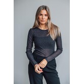 Gina Tricot rhinestone sheer top | black