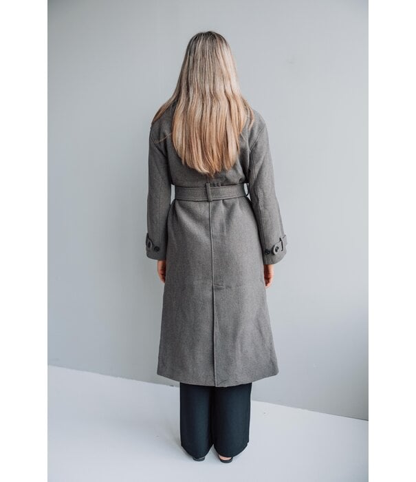 Gina Tricot Gina Tricot Belted wool blend coat | taupe grey