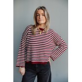 Trui gestreept bordeaux rood/wit | Anna