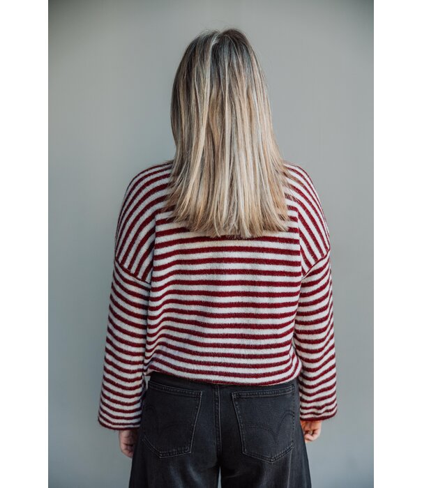 La Rebelle Trui gestreept bordeaux rood/wit | Anna
