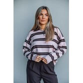 Trui gestreept polo roze/bruin | Maria