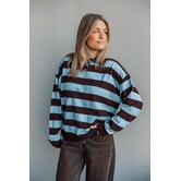 Trui gestreept polo bruin/blauw | Maria