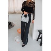 Jeans straight leg glitters | donkergrijs