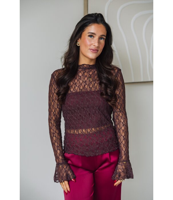 La Rebelle Top lace bordeaux rood | Floor
