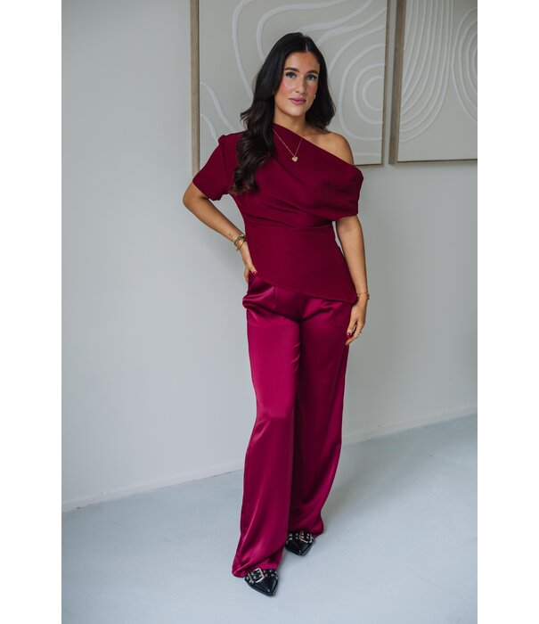 La Rebelle Top bordeaux rood | Polly